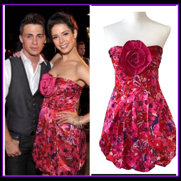 NWT BCBGMAXZRIA BEGONIA COMBO PINK SATEEN DRESS 0 - Picture 2 of 16